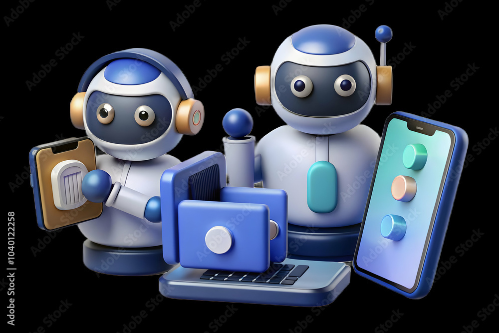 Poster Bokeh Digital Art Customers Interacting AI Chatbots Devices Soft Abstract Background Customer Support Accessibility Platforms Copy Space Photo Stock Concept