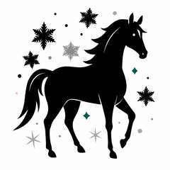 Christmas Horse Black silhouette
