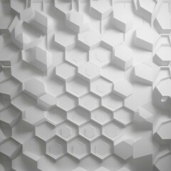 Fototapeta premium abstract white background with hexagon pattern 3d rendering illustration white abstract wallpaper with geometric shapes and shadows