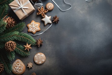 Pine branch christmas cookie gingerbread.