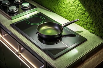 Modern Electric Stove Long Exposure with Frying Pan on Induction Cooker