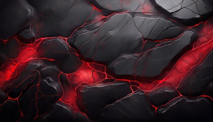 Fototapeta premium black stone background with abstract red veins