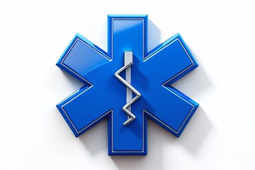 Obraz premium Modern First Aid Blue Symbol on White Background for Healthcare and Safety Concepts