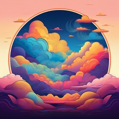 colorful clouds and sky background with colorful abstract colors psychedelic color palette surreal landscape fantasy sky