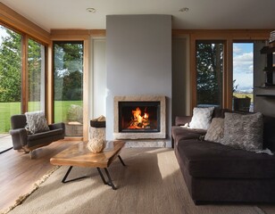 Fototapeta premium fireplace in living room