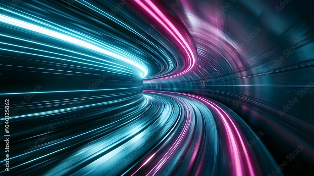 Aufkleber futuristic hyper-digital tunnel with neon circuits - explore a virtual universe of luminescent pixel