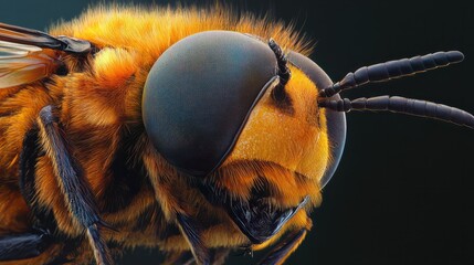 Close up of Volucella zonaria, the hornet mimic hoverfly in summer