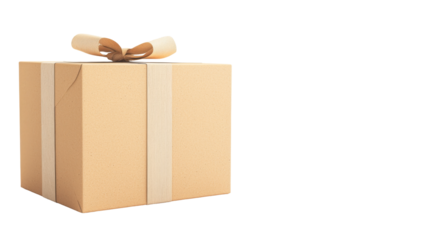A plain gift box with a decorative bow, set against a black background, ideal for representing presents and celebrations.