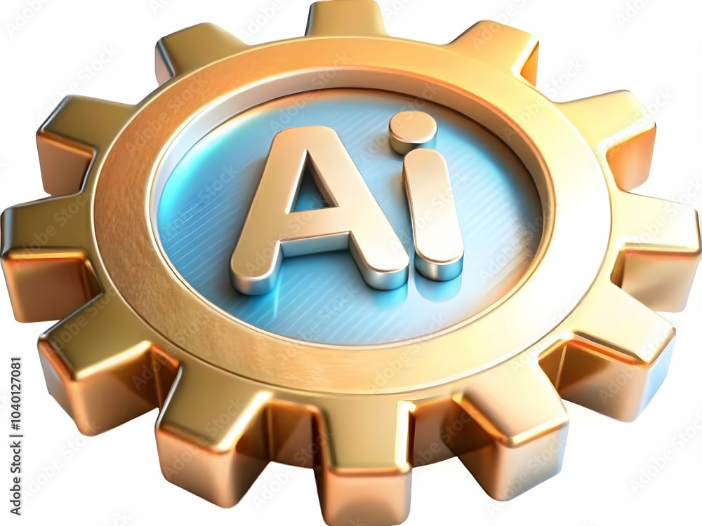 Poster plain orange background ai gear symbol concept for tech ads - mechanics of ai in business operations