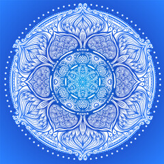 Vector ornamental mandala inspired ethnic art, patterned Indian paisley. Hand drawn illustration. Invitation element. Tattoo, astrology, alchemy, boho and magic symbol.