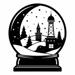 Parisian Christmas snow globe Black silhouette