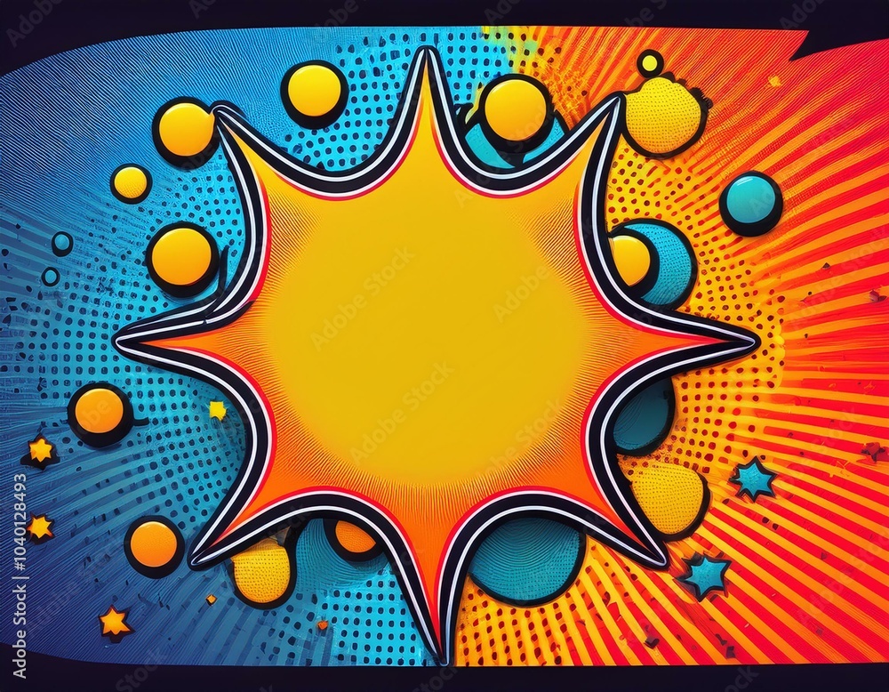 Wall mural playful pop art background with pop text bubble shapes abstract patterns vibrant graphic