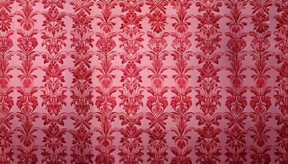 red damask pattern on pink background vintage wallpaper with retro design background texture for fashion and home