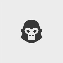 Minimalist and Modern Monkey Logo Design, Simple Chimpanzee, Elegant Orangutan Head Illustration