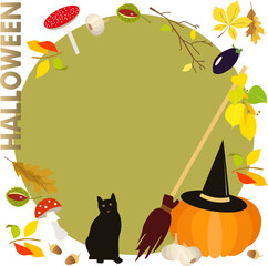 Halloween themed illustration with witch attributes