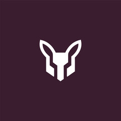 fox or cat head logo simple modern flat vector illustration gamming masculine cutout negative space