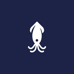 simple minimalist squid logo vector illustration, flat, modern, sea animal, sea food, ocean creature
