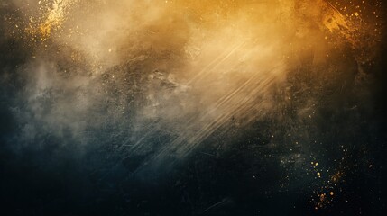 Obraz premium A captivating abstract grunge background featuring dust and scratches with dark and golden lighting. The ultra-realistic texture highlights a sense of vintage wear and tear, giving the scene an aged a
