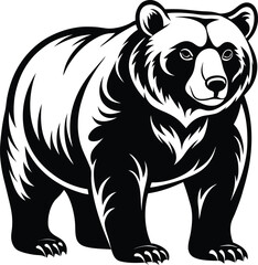 Bear silhouette black and white template