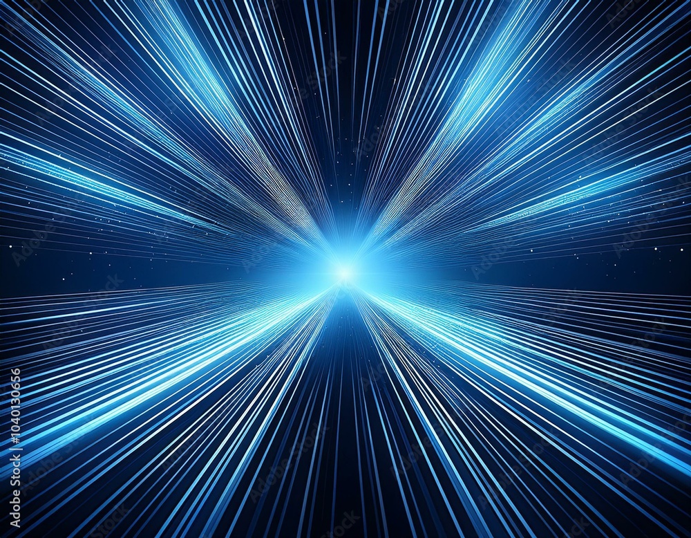 Wall mural sparkling blue rays in a straight line from the center beautifully distributed backgrounds abstract