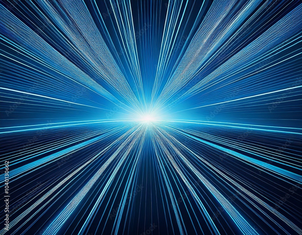 Wall mural sparkling blue rays in a straight line from the center beautifully distributed backgrounds abstract