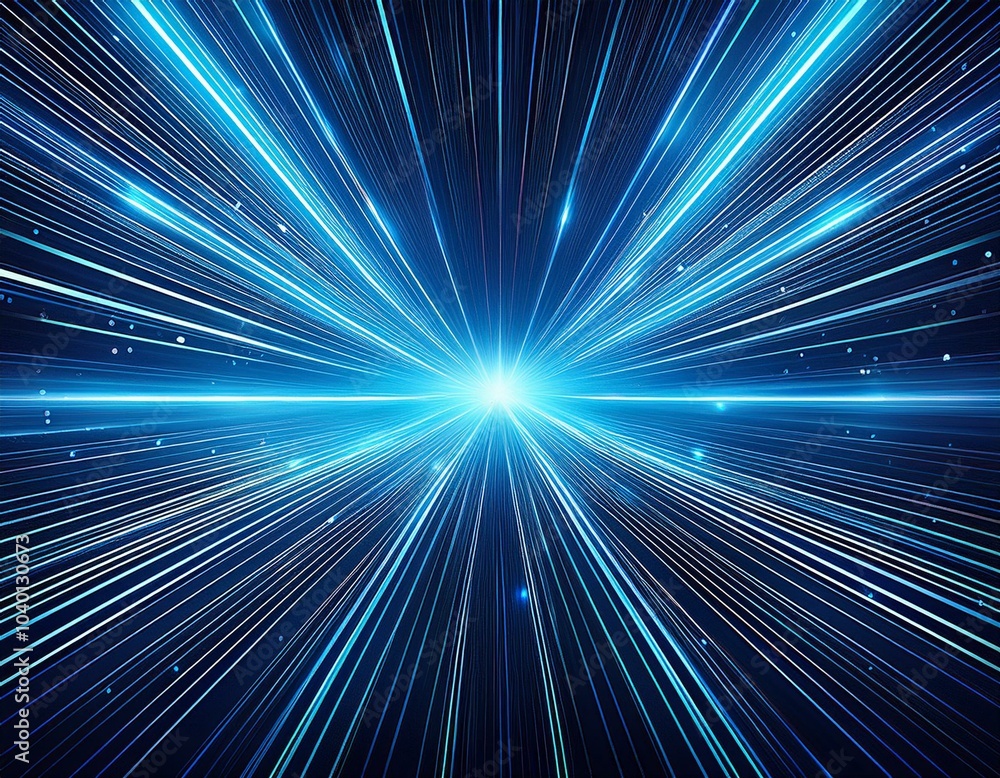 Wall mural sparkling blue rays in a straight line from the center beautifully distributed backgrounds abstract