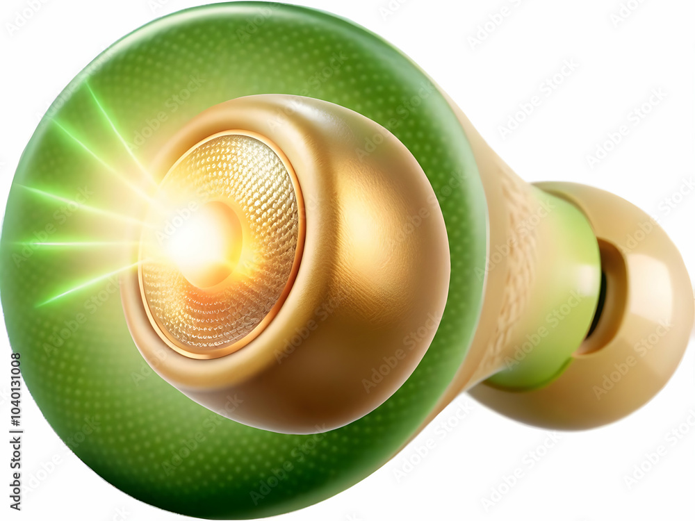Poster macro shot earbud ai assistant activation close up image light emitting symbol voice controlled ai b