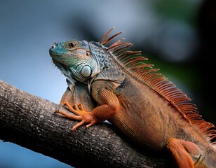 Obraz premium symmetrical approach to caribbean iguana an endangered species