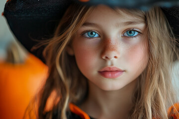 Ai generated image of little children celebrate Halloween in school