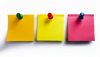various colors square sticky post it style note with pushpin yellow isolated white background photo  file