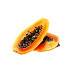 Two Halves of a Ripe Papaya Fruit