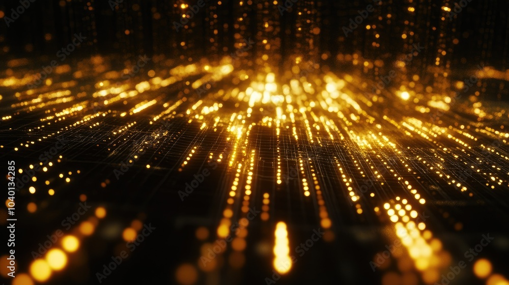 Poster digital grid glowing with data streams, perfect for tech process visuals