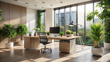 Modern Office with Blank Screen for Architectural Photography and Minimalist Design