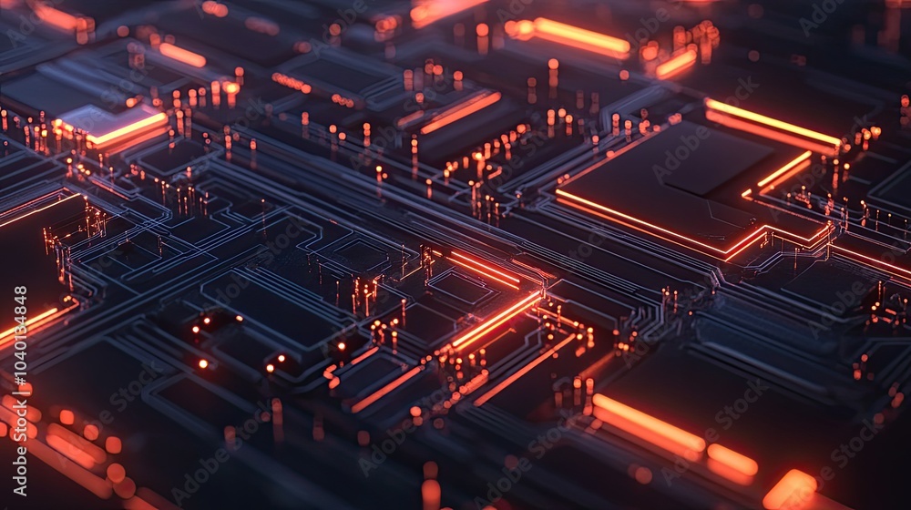 Aufkleber dynamic data nodes and polygonal shapes glowing on a modern tech backdrop