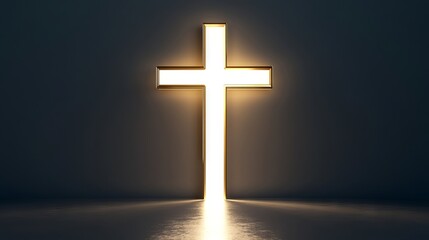 A glowing cross on a dark background.