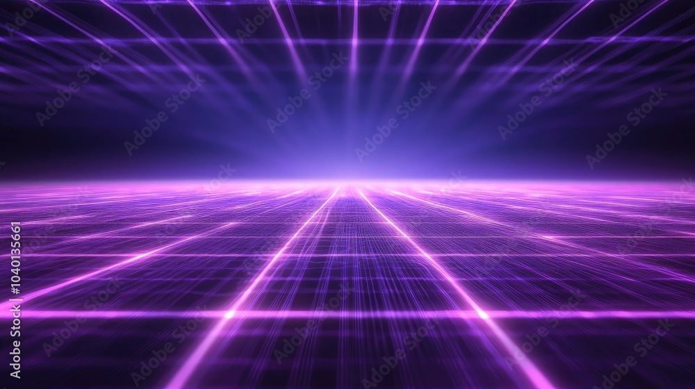 Poster dynamic digital grid glowing with light, representing fast tech processes