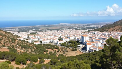 Fototapeta premium Breathtaking view of a coastal city from above