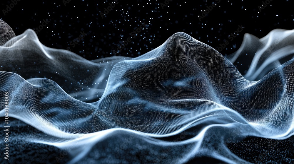 Aufkleber dynamic digital waves and data points in motion, representing fast technological processes