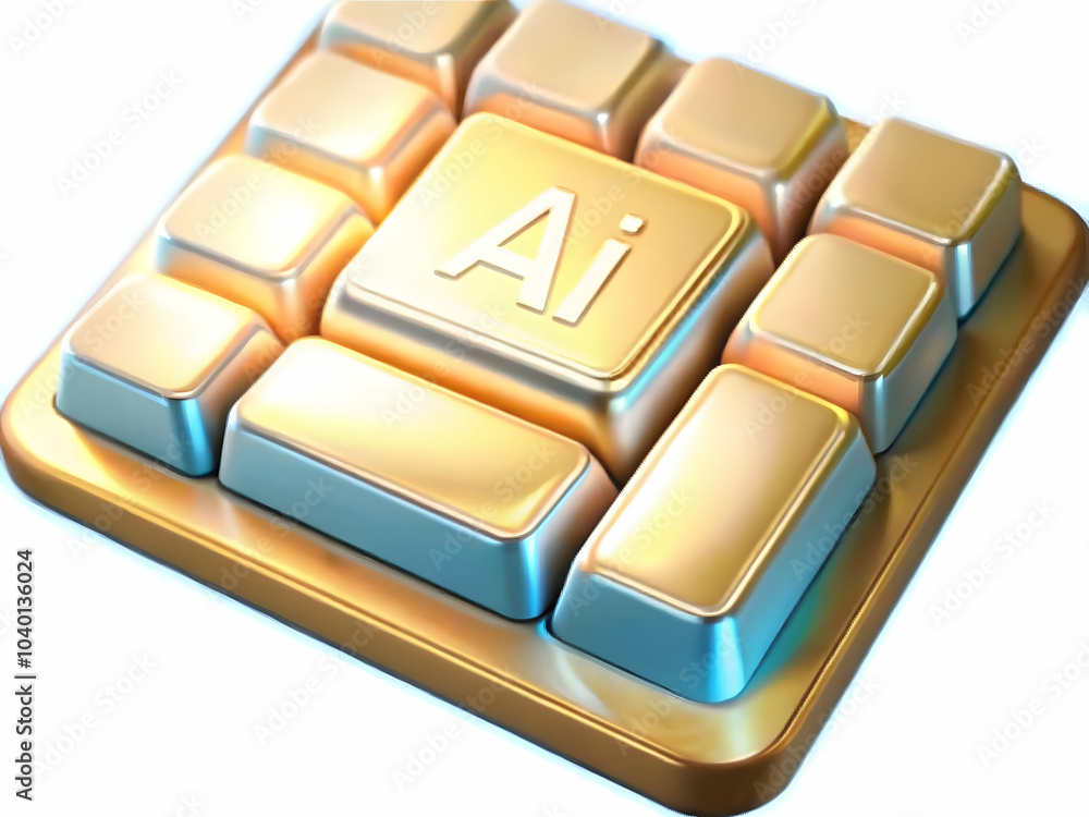 Aufkleber glossy keyboard ai key highlighted plain desk concept activation of ai in business tasks tech promot
