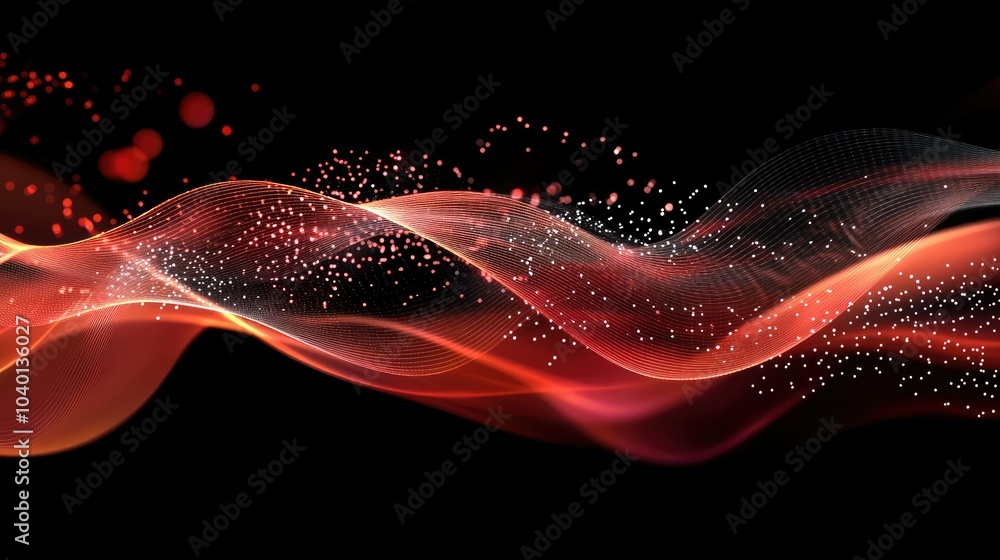 Aufkleber dynamic digital waves and data points in motion, representing fast technological processes