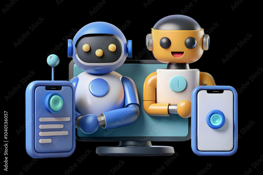 Poster Bokeh Digital Art Customers Interacting AI Chatbots Devices Soft Abstract Background AI Customer Support Accessibility Platforms Ample Copy Space Photo Stock Concept