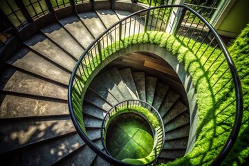 Modern Stone Interior Staircase Design - Aerial View of Elegant Home Pathway