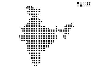 Vector abstract pixel black of India map. Organized in layers for easy editing.