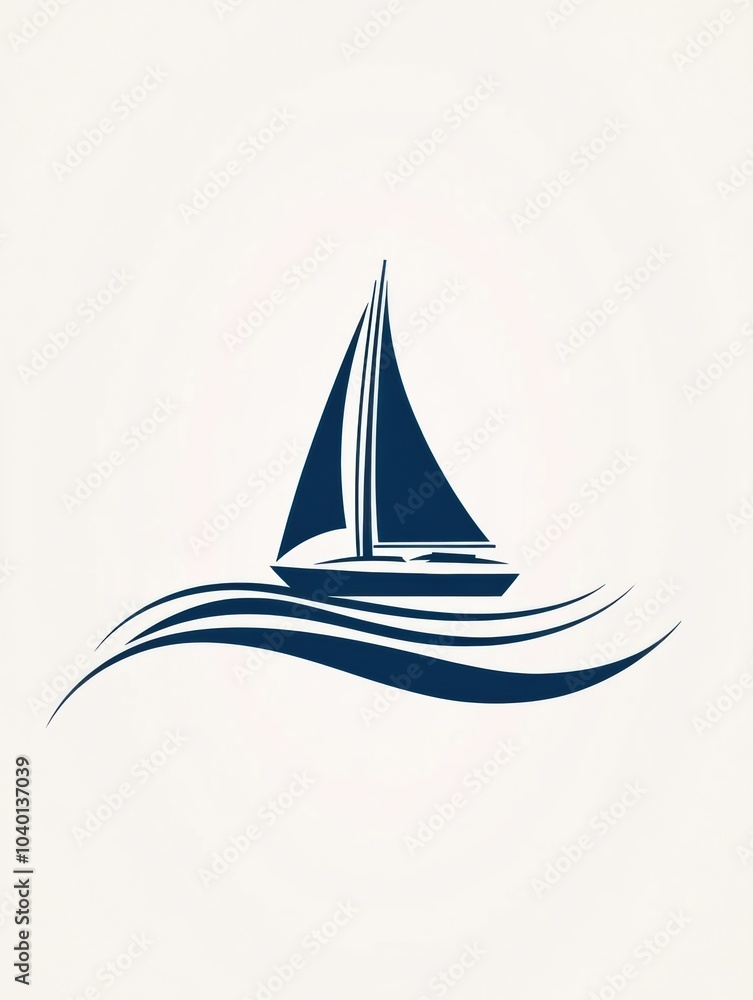 Poster the sailboat navigates gently across calm waves, embodying tranquility in a minimalist nautical land