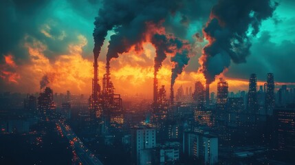 Obraz premium Pollution and Industrial Cityscape