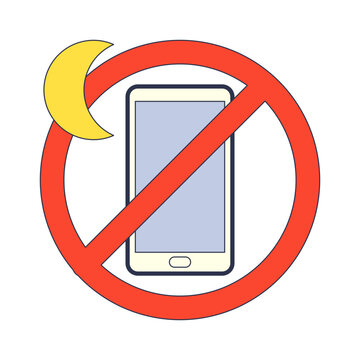 A smartphone crossed out with a crescent moon, symbolizing a screen-free zone.