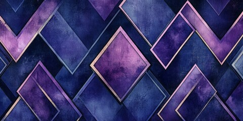 Geometric Harmony in Purple and Navy Blue, a dynamic interplay of shapes and colors creating a modern, abstract visual experience