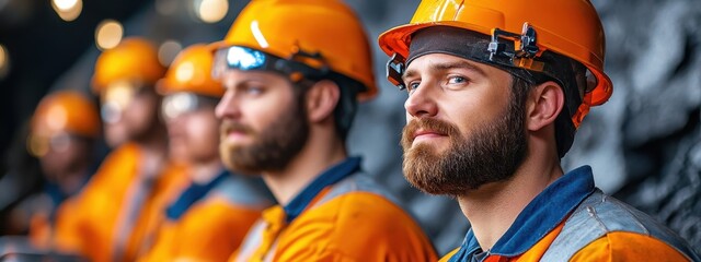 Coal miners working underground with large industrial tools
