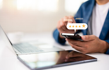 User give rating to service experience on online application, Customer can evaluate quality of...