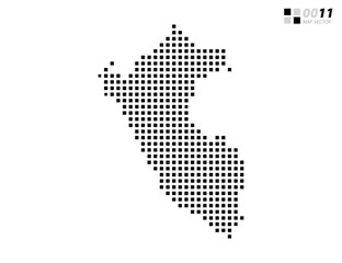 Obraz premium Vector abstract pixel black of Peru map. Organized in layers for easy editing.